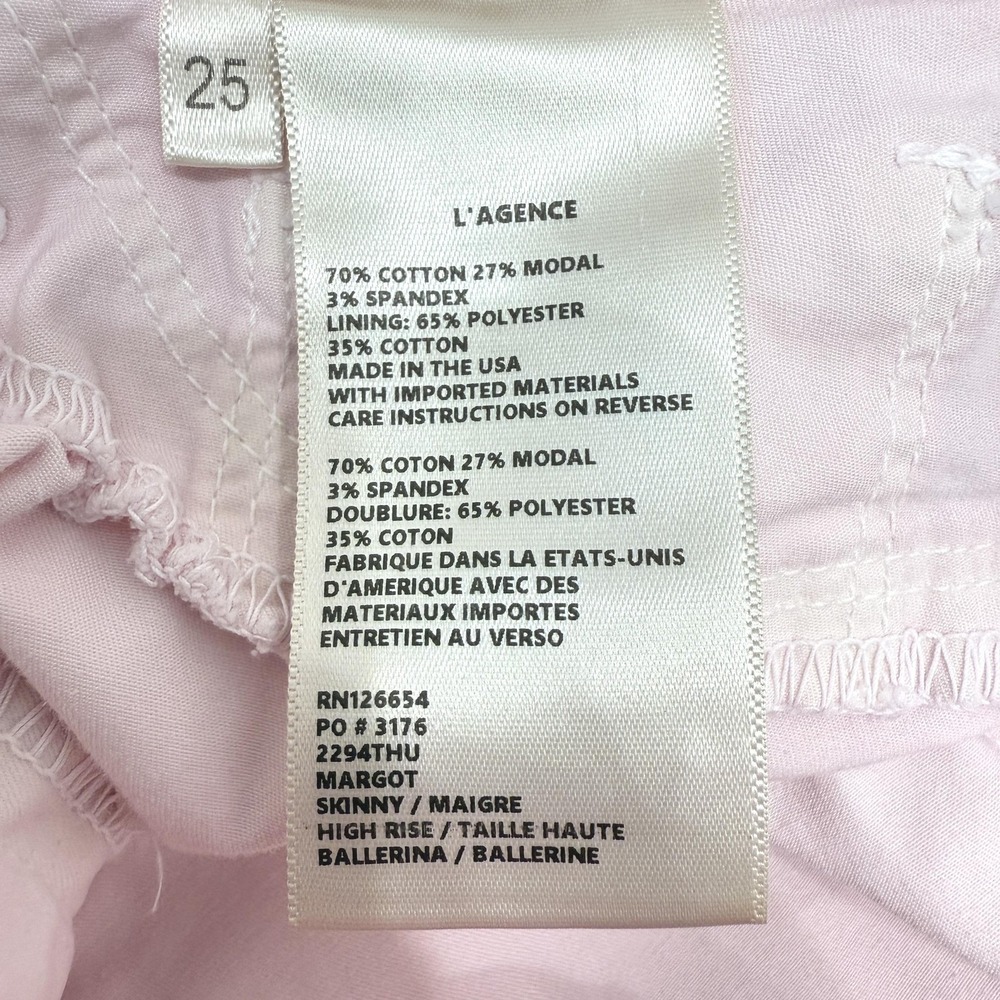 L'agence Skinny High Rise Margot Pink Jeans Pants Size 25 Stretch Preppy Casual - Picture 5 of 11
